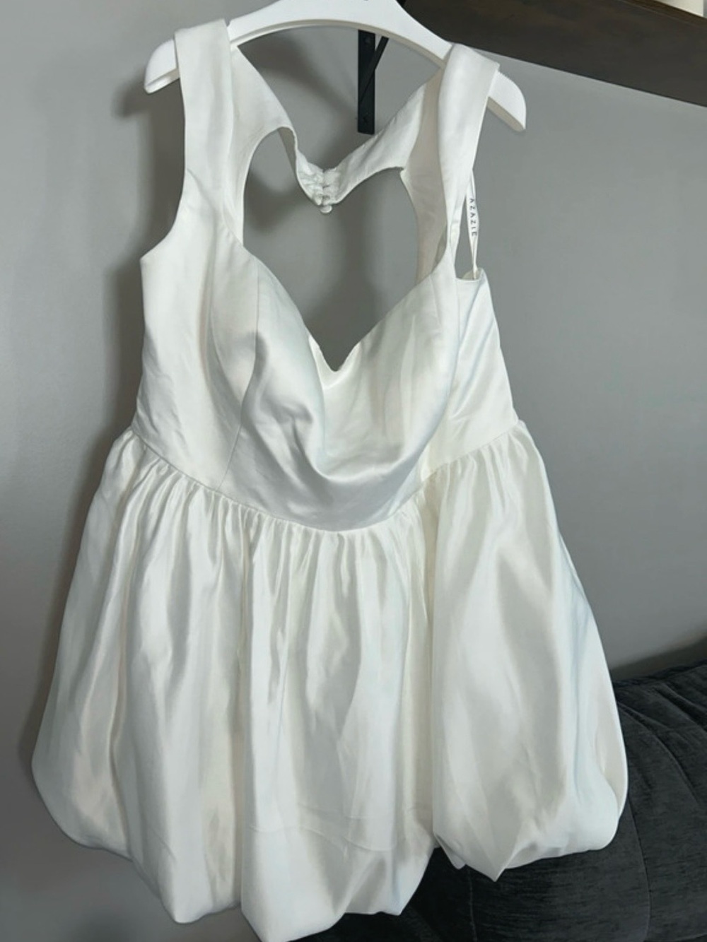 Azazie White Mini Dress with Sweetheart Cowl